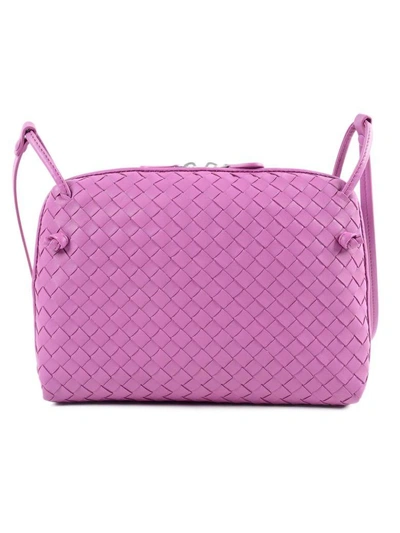 Shop Bottega Veneta Woven Effect Shoulder Bag In Pink & Purple
