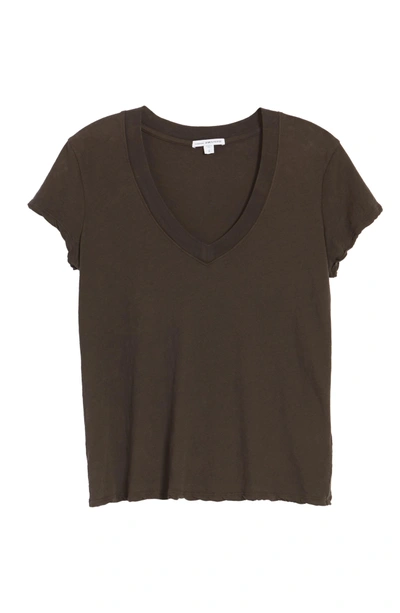 Shop James Perse V-neck Tee In Carbon