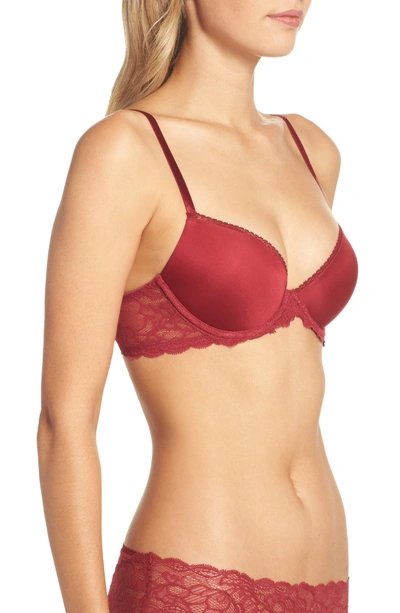 Calvin Klein Seductive Comfort Lace Demi Lift Convertible Bra In  Intoxicated Red