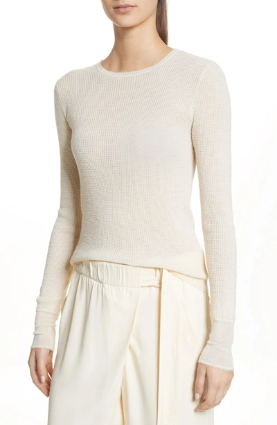 Shop Vince Waffle Knit Wool & Cashmere Top In Buttercream/ Cream