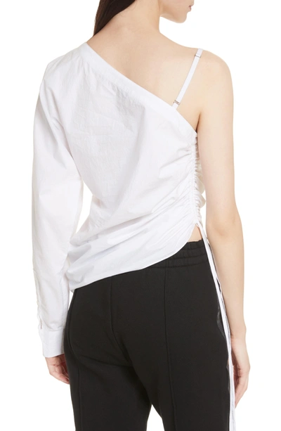 Shop Alexander Wang T Cotton Poplin One-shoulder Top In White