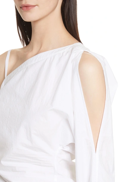 Shop Alexander Wang T Cotton Poplin One-shoulder Top In White
