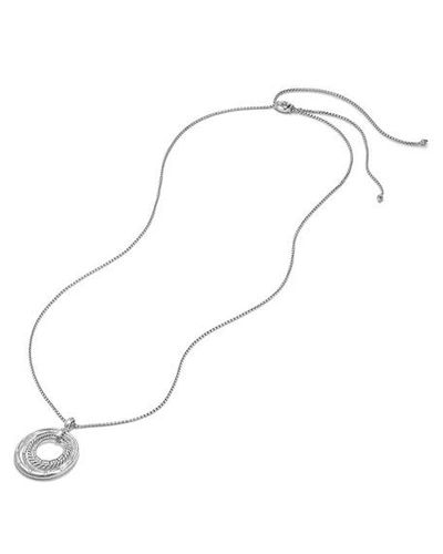 Shop David Yurman Stax Round Pendant Necklace With Diamonds In Silver