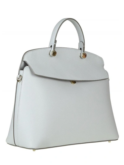 Shop Furla Piper M Hand Bag In Ice Leather In Crystal
