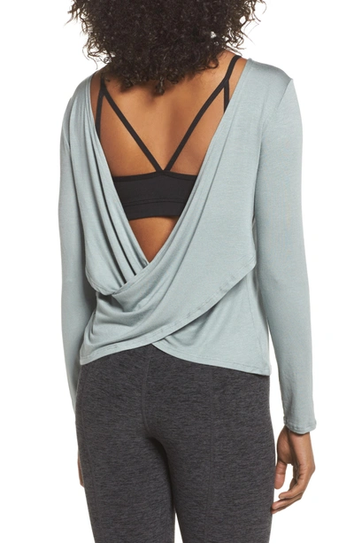 Shop Beyond Yoga Twist Of Fate Pullover In Light Sage
