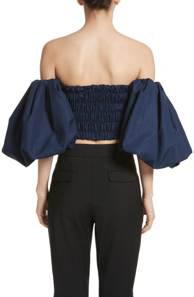Shop Ellery Bachelorette Ruched Corset Top In Navy