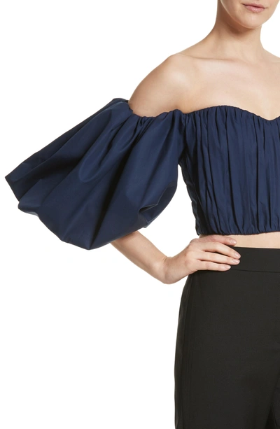 Shop Ellery Bachelorette Ruched Corset Top In Navy