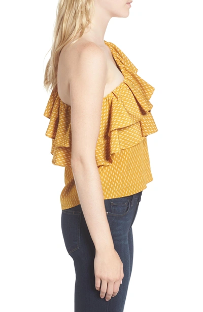 Shop Misa Klea Ruffle One-shoulder Top In Marigold/ Ivory