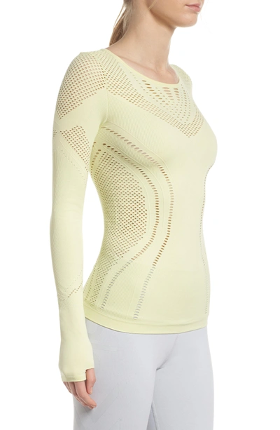 Alo Yoga Lark Mesh Inset Long Sleeve Yoga Top In Citrine | ModeSens