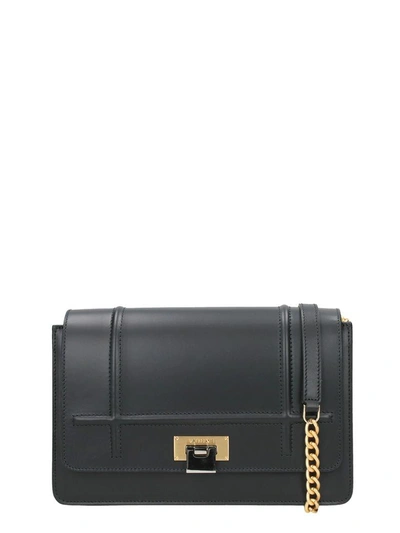 Shop Visone Black Leather Lizzy Medium Shoulder Bag