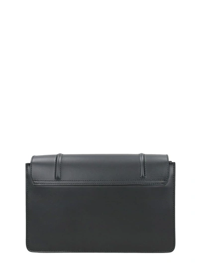 Shop Visone Black Leather Lizzy Medium Shoulder Bag