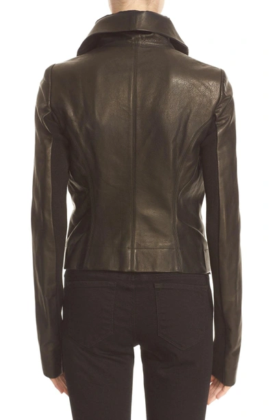 Shop Rick Owens 'clean' Leather Biker Jacket In Black