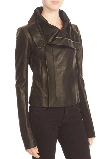 Shop Rick Owens 'clean' Leather Biker Jacket In Black