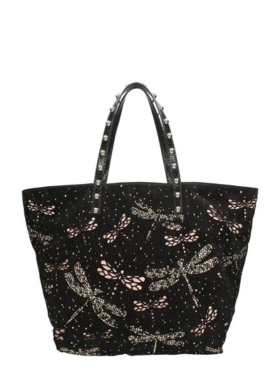 Shop Red Valentino Embellished Dragonfly Tote In Black