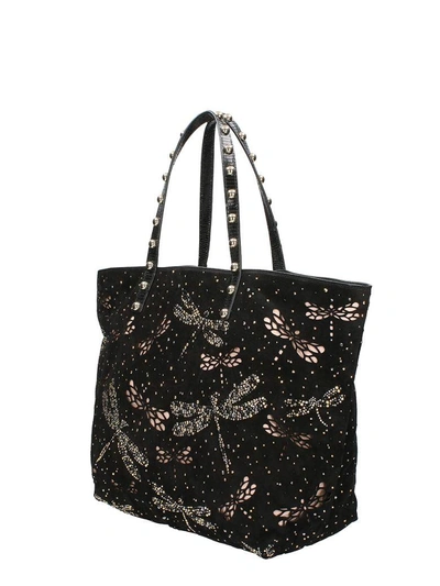 Shop Red Valentino Embellished Dragonfly Tote In Black