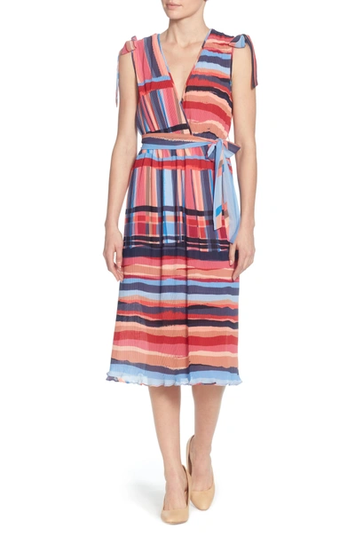 Shop Catherine Catherine Malandrino Micropleat Dress In Washed Stripe