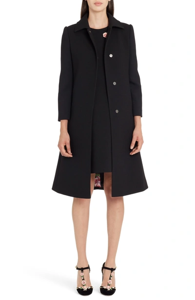 Shop Dolce & Gabbana Sequin Logo Crepe A-line Dress In Black
