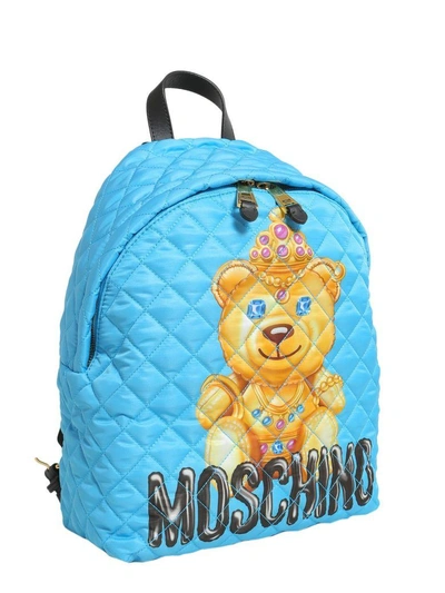 Shop Moschino Teddy Bear Print Quilted Backpack In Azzurro