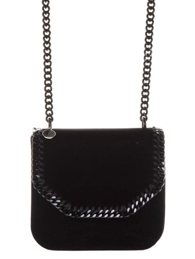 Shop Stella Mccartney Large Falebella Box Velvet Shoulder Bag In Black