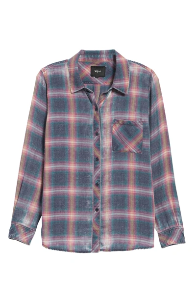 Shop Rails Hunter Plaid Shirt In Navy Pink Jade Cloud Wash