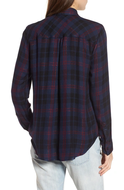 Shop Rails Hunter Plaid Shirt In Midnight/ Merlot/ Gold