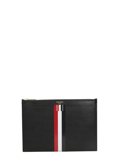 Shop Thom Browne Small Zipper Stripe Pochette In Black
