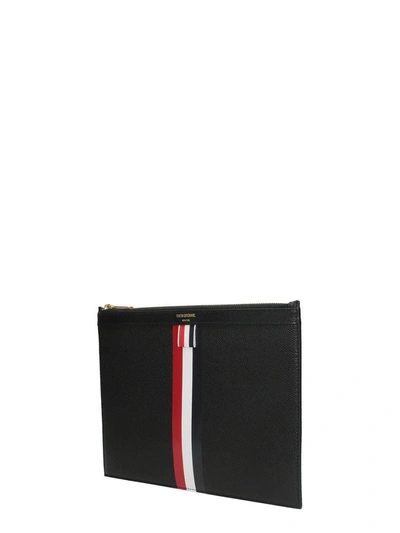 Shop Thom Browne Small Zipper Stripe Pochette In Black