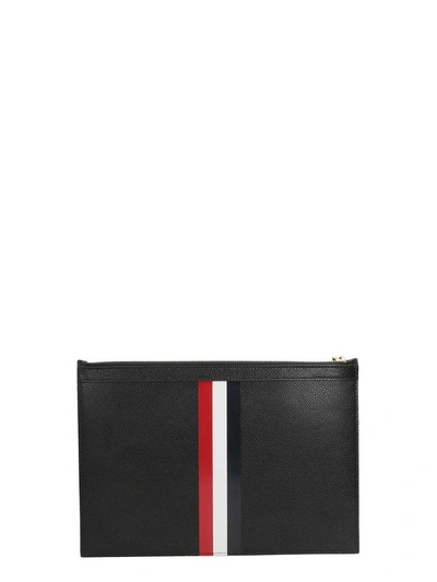 Shop Thom Browne Small Zipper Stripe Pochette In Black