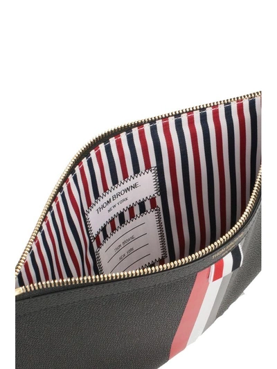 Shop Thom Browne Small Zipper Stripe Pochette In Black