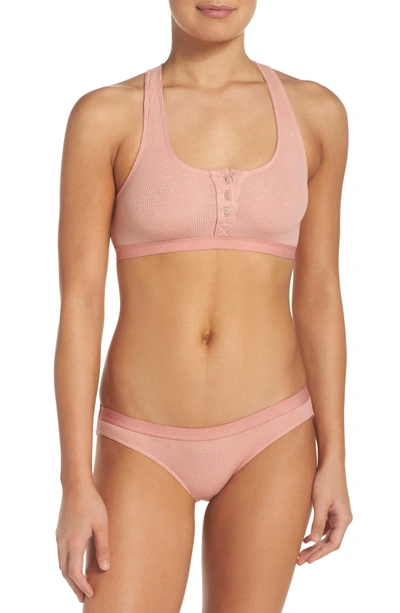 Shop Madewell Rib Knit Bikini In Dusty Clay