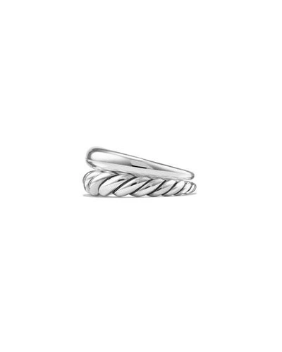 Shop David Yurman Pure Form Stacking Rings, Set Of Two In Silver