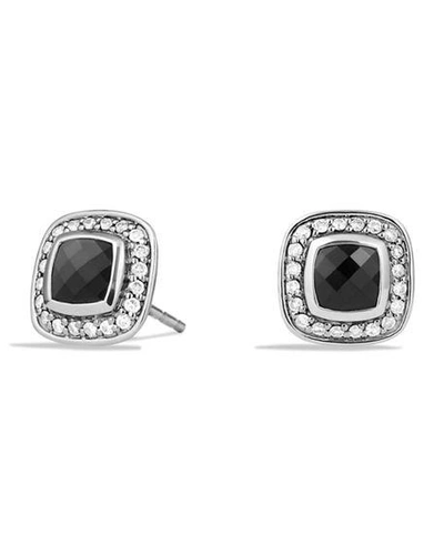 Shop David Yurman Petite Albion Earrings With Gemstone And Diamonds In Black Onyx