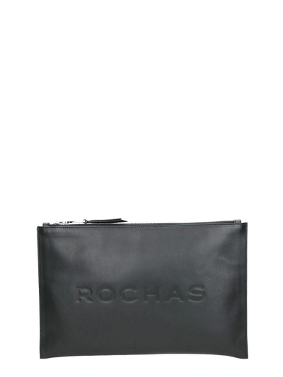 Shop Rochas Lethi Logo Embossed Clutch In Black