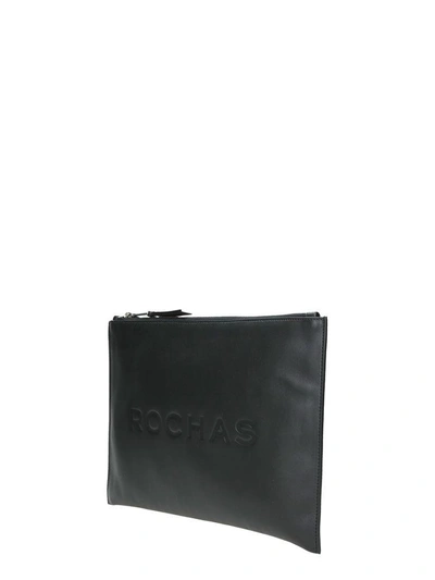 Shop Rochas Lethi Logo Embossed Clutch In Black