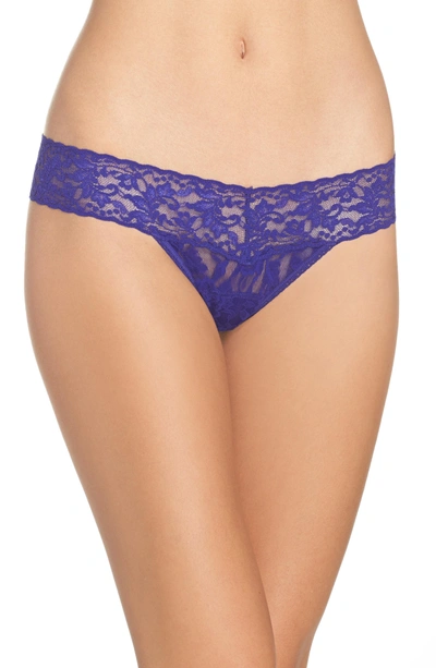 Shop Hanky Panky Signature Lace Low Rise Thong In Mystic Blue