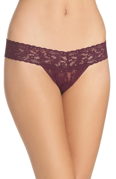 Shop Hanky Panky Signature Lace Low Rise Thong In Dark Dahlia