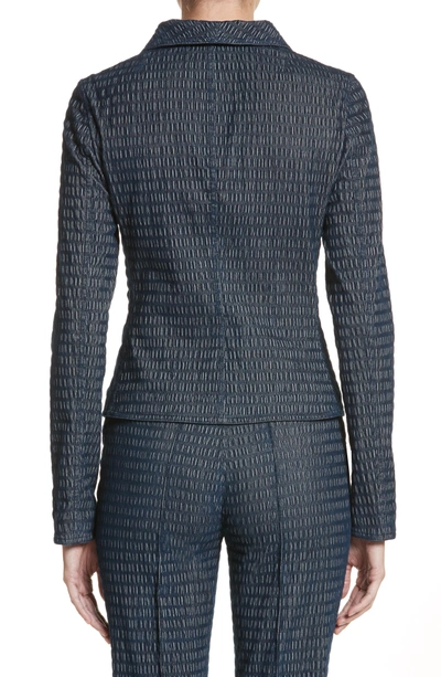 Shop Akris Punto Cloquer Jersey Biker Jacket In Indigo/ Cream