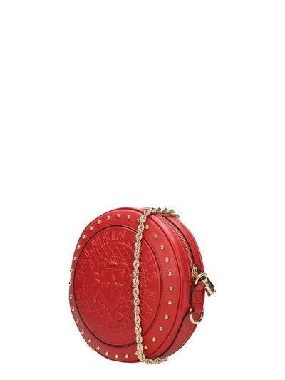 Shop Balmain Red Disco Shape Shoulder Bag