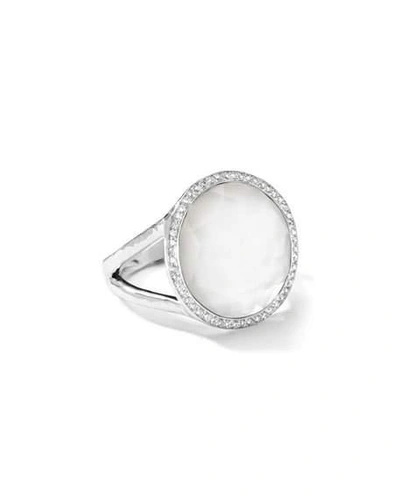 Shop Ippolita Stella Lollipop Ring In Mother-of-pearl Doublet With Diamonds, 0.23 In Silver