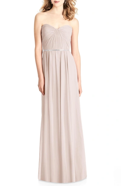 Shop Jenny Packham Strapless Chiffon A-line Gown In Blush