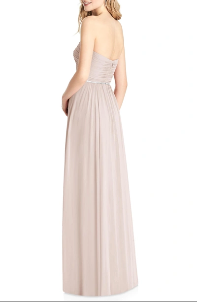 Shop Jenny Packham Strapless Chiffon A-line Gown In Blush