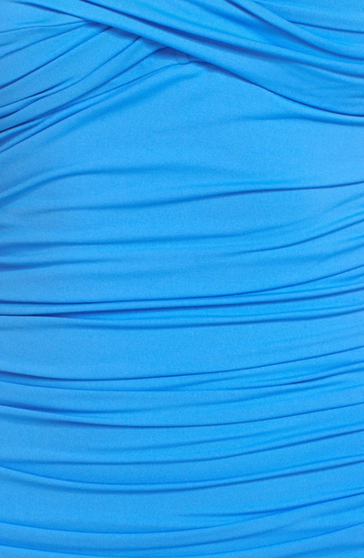 Shop La Blanca Twist Front Bandeau One-piece Swimsuit In Blue Suede