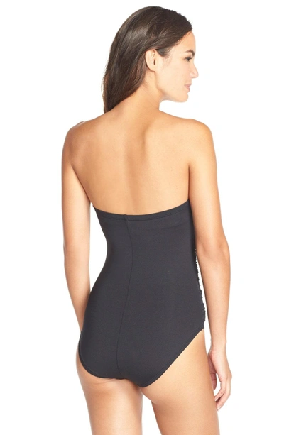 Shop La Blanca Twist Front Bandeau One-piece Swimsuit In Black/ Black
