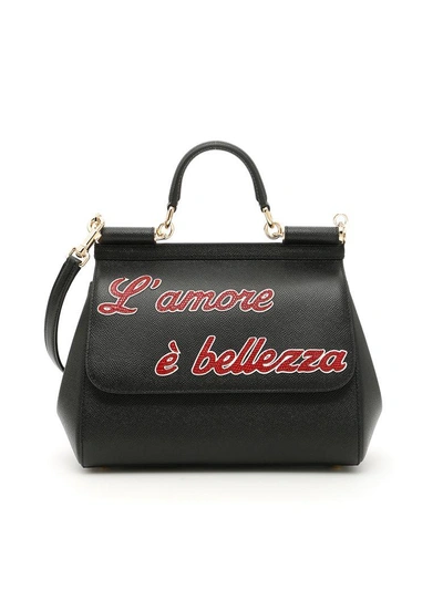 Shop Dolce & Gabbana Medium Sicily Bag In Neronero