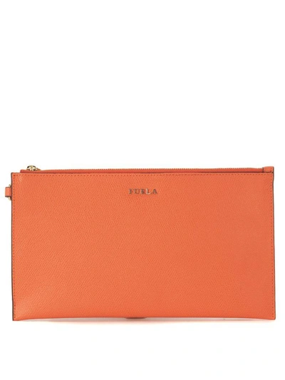 Shop Furla Babylon Mango Saffiano Calf Leather Wallet In Arancione