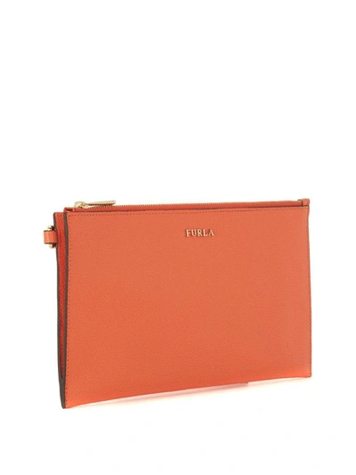 Shop Furla Babylon Mango Saffiano Calf Leather Wallet In Arancione