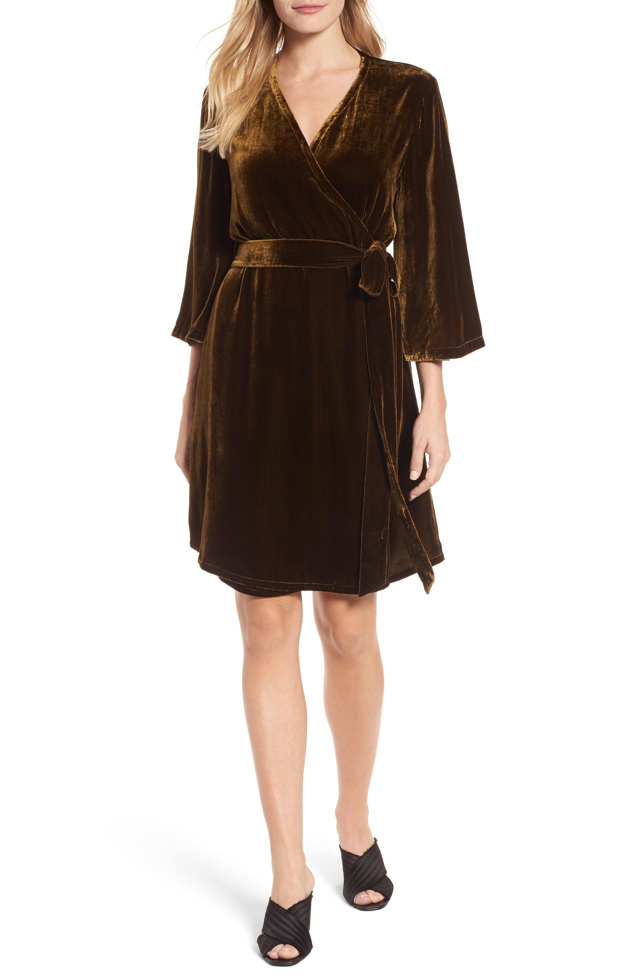 eileen fisher velvet wrap dress