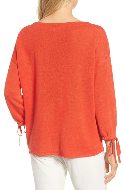 Shop Eileen Fisher Organic Linen Sweater In Hot Red