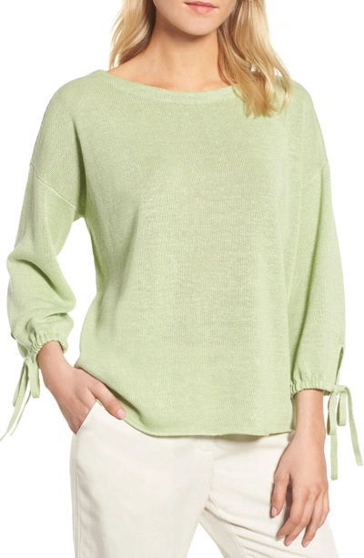 Shop Eileen Fisher Organic Linen Sweater In Aloe