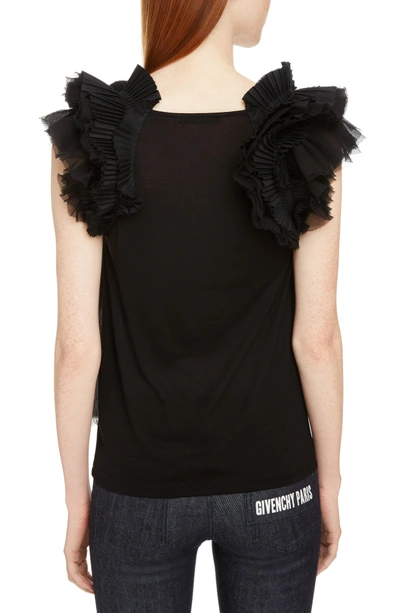 Shop Givenchy Ruffle Sleeve Jersey Top In Black